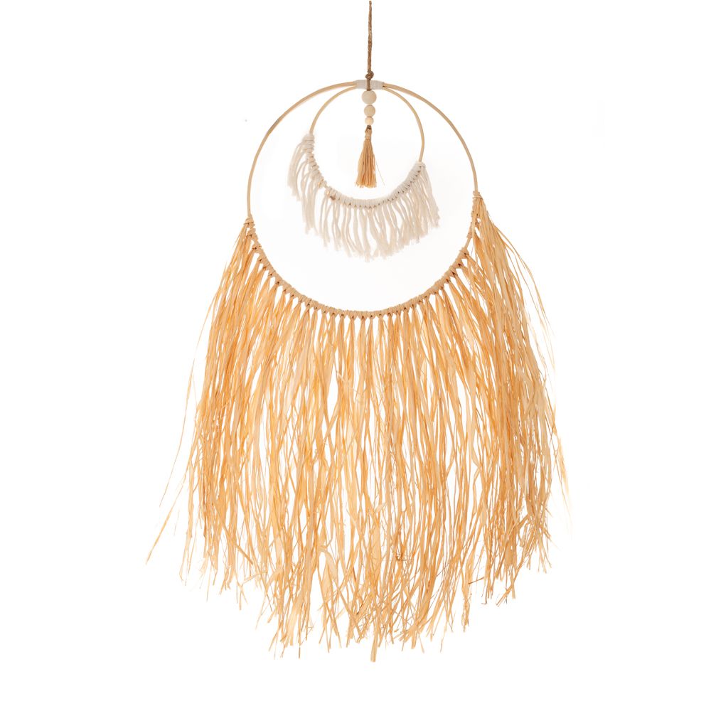 85661 BOHO ΜΑΚΡΑΜΕ DECO ΚΡΕΜΑΣΤΟ ΜΕ RAFFIA 30X72EK - Image 1