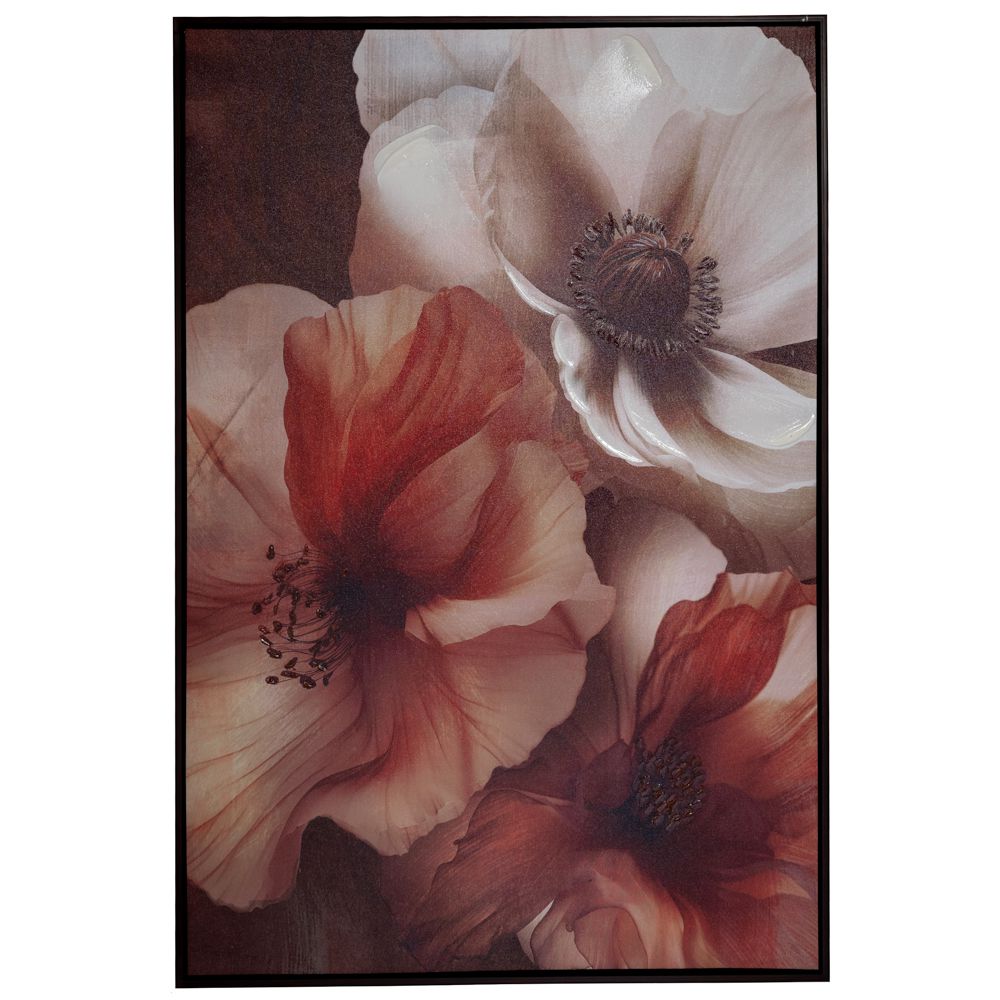 89154 CREAM FLOWERS ΠΙΝΑΚΑΣ 83Χ123ΕΚ ME WENGE ΚΟΡΝΙΖΑ ΣΕ ΤΥΠΩΜΕΝΟ ΚΑΜΒΑ - Image 1