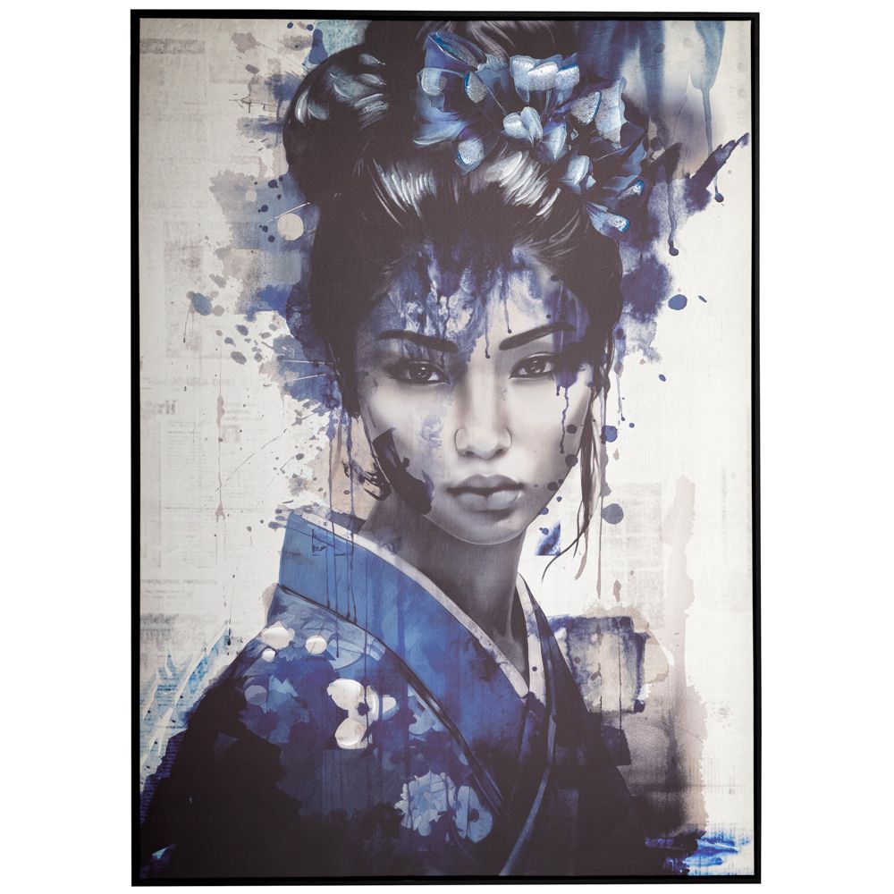 89157 BLUE JAPANESE GIRL ΠΙΝΑΚΑΣ 103Χ143ΕΚ ME ΜΑΥΡΗ ΚΟΡΝΙΖΑ ΣΕ ΤΥΠΩΜΕΝΟ ΚΑΜΒΑ - Image 1