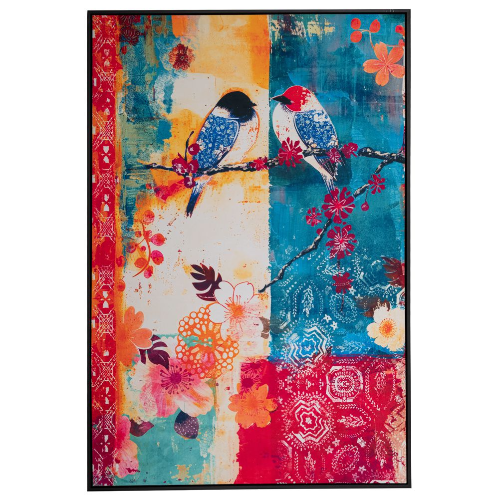89160 COLORFUL BIRDS ΠΙΝΑΚΑΣ 83Χ123 ΕΚ ΜΕ ΜΑΥΡΗ ΚΟΡΝΙΖΑ ΣΕ ΤΥΠΩΜΕΝΟ ΒΕΛΟΥΤΕ ΚΑΜΒΑ - Image 1