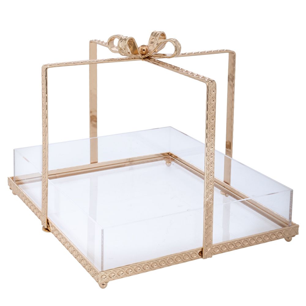 92624 ΔΙΣΚΟΣ ΧΡΥΣΟ ΜΕΤΑΛΛΙΚΟ ΔΩΡΑΚΙ ΜΕ PLEXIGLASS 29Χ29Χ25ΕΚ - Image 1