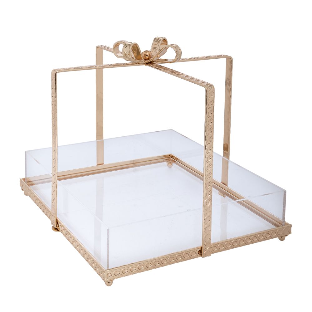 92625 ΔΙΣΚΟΣ ΧΡΥΣΟ ΜΕΤΑΛΛΙΚΟ ΔΩΡΑΚΙ ΜΕ PLEXIGLASS 17Χ17Χ17ΕΚ - Image 1