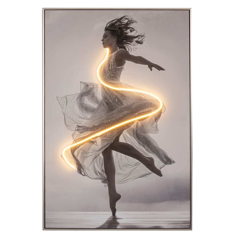 92724 ΠΙΝΑΚΑΣ ΜΠΑΛΑΡΙΝΑ WITH LED LIGHT ΜΕ ΑΣΗΜΙ ΚΟΡΝΙΖΑ ΣΕ ΤΥΠΩΜΕΝΟ ΚΑΜΒΑ 80Χ120ΕΚ - Image 1